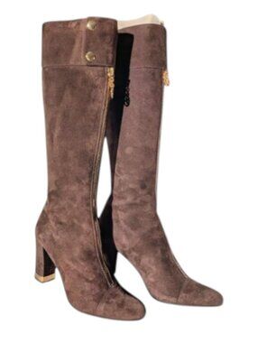 Italian BelloFatto Brown Suede High Heel Boots Women's Size 6